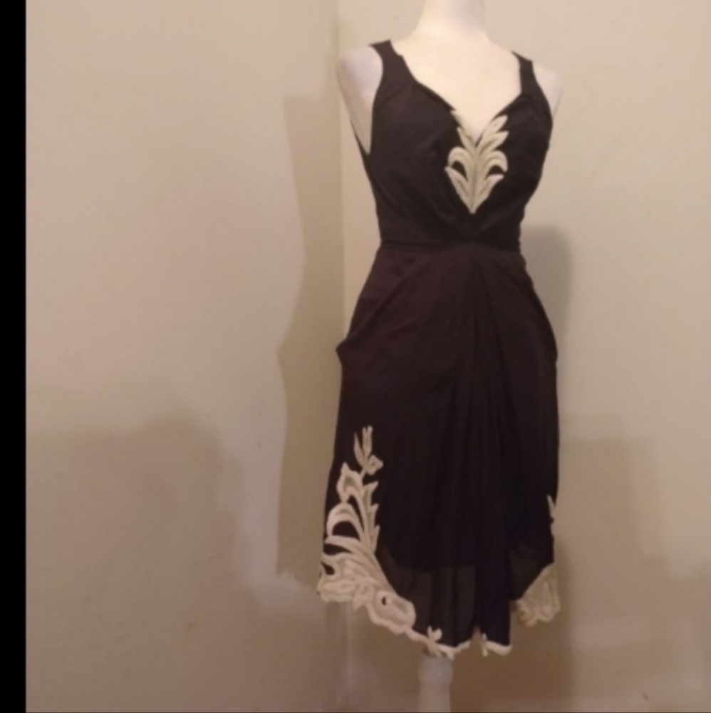 Yoana Baraschi Lace Detail Sleeveless V Neck Dress Sz 4
